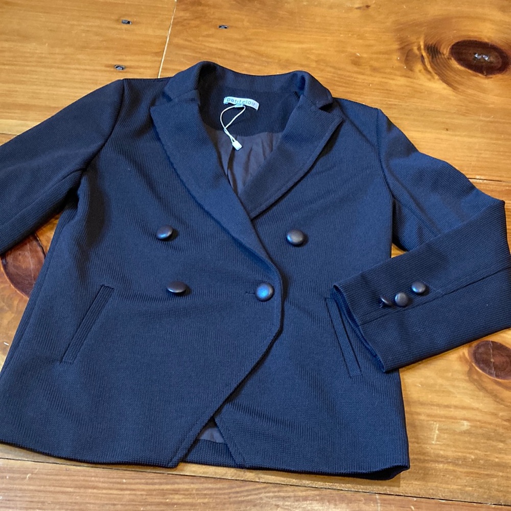 Unworn! PETIT CLAIR 8 Brown Textured Double Breasted Blazer Suit Coat Jacket